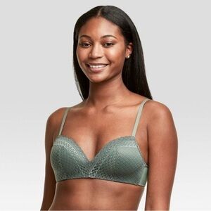 Maidenform Women's Wireless Padded T-Shirt Bra Size 34D Green Lace